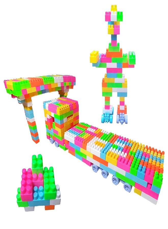 PULSBERY Building Blocks Game Toy - 200Pcs Blocks Creative Tube Locks Construction Set Toy with Wheels Kids Educational Preschool Learning Toys (Building Block Toys) - Image 1